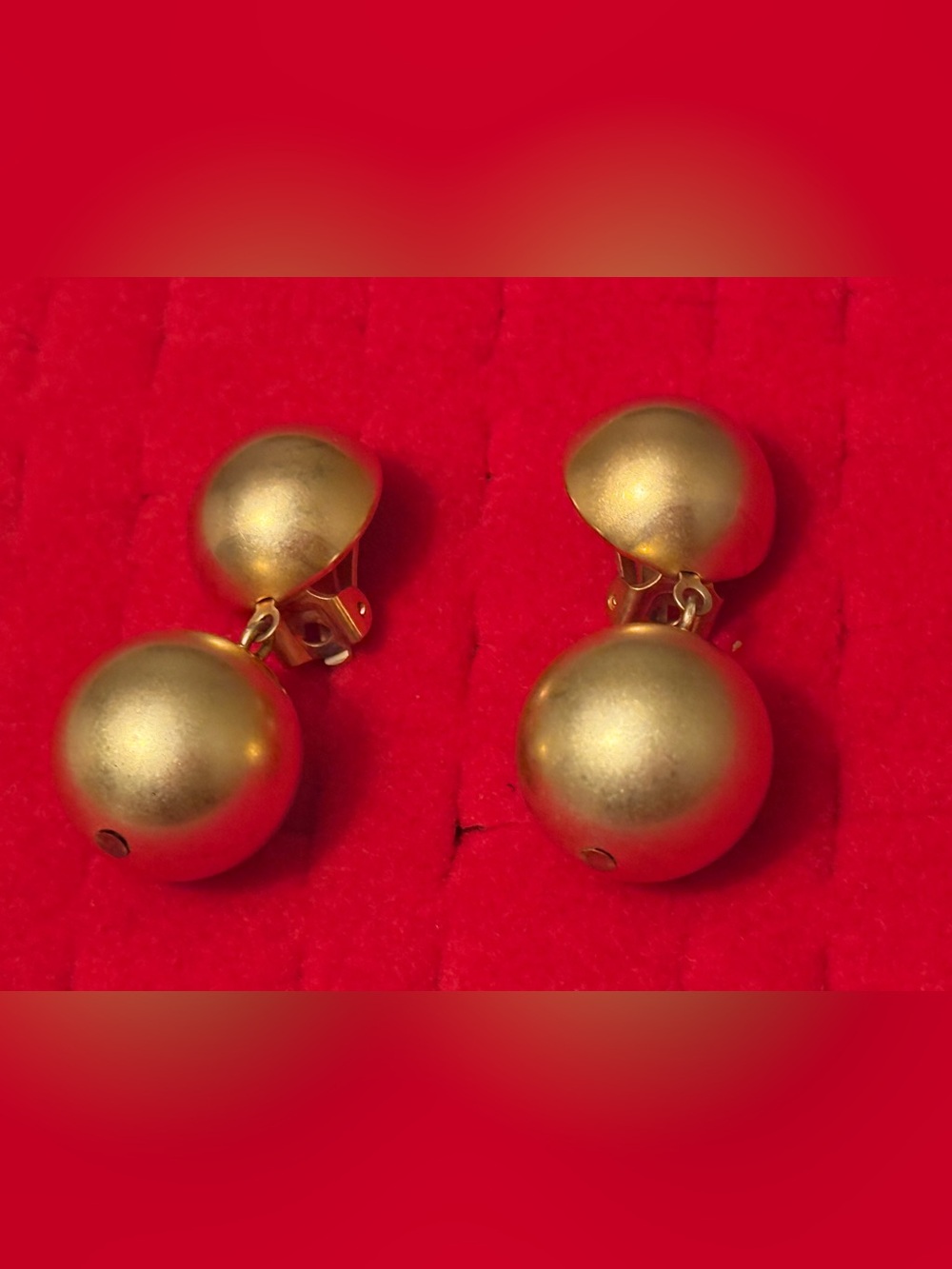 Vintage Matte Goldtone Double-Ball Clip-On Earrings
